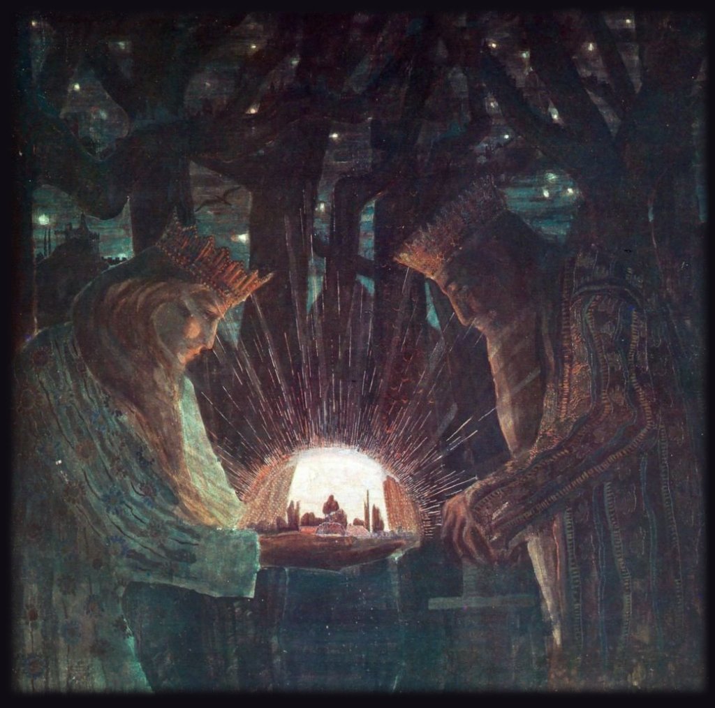 Early 20th century painting of two kings.
