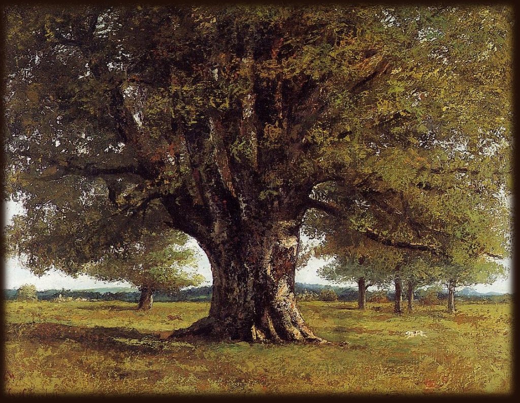 19th century painting of a massive oak tree